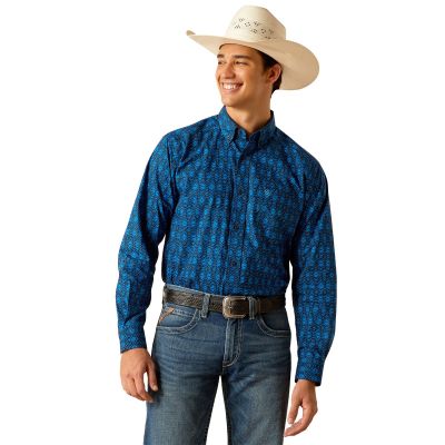 Ariat Directoire Blue Pascual Men's Classic Fit Longsleeve Button Down Collared Shirt 10048379