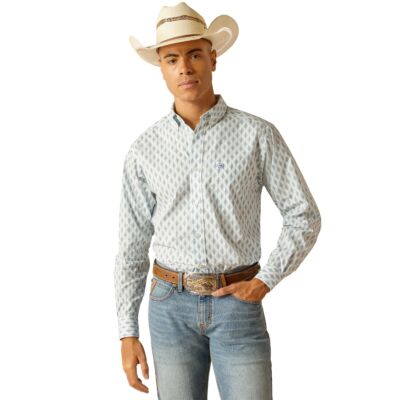 Ariat White Kendrick Mens Fitted Long Sleeve Button Down Western Shirt 10048409
