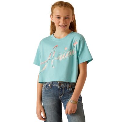 Ariat Marine Blue Mills Crop Girls Short Sleeve T-Shirt 10048590