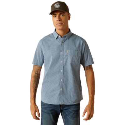 Ariat Blue Ridge Miller Men's Collared Short Sleeve Stretch Modern Fit Button Down Shirt 10048628