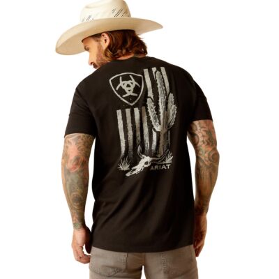 Ariat Black Cactus Flag Short Sleeve Men's Graphic Tee Shirt 10051387