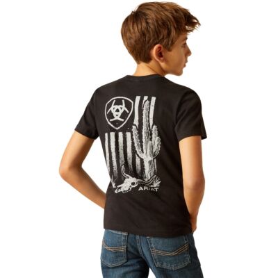 Ariat Black Cactus Flag Boys Short Sleeve T-Shirt 10051434