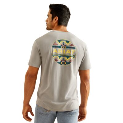 Ariat Stone Heather Western Geo Fill Men's Short Sleeve Graphic Tee Shirt 10051446