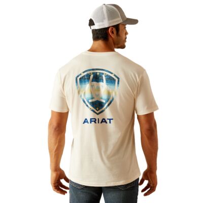 Ariat Off White Logo Fill Short Sleeve Men's Graphic Tee Shirt 10051454