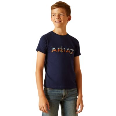 Ariat Dark Navy Logo SW Landscape Boys T-Shirt 10051741