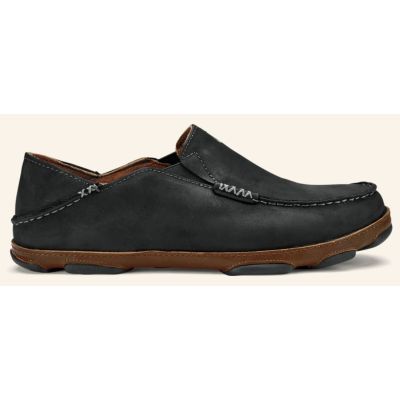Olukai Black/Toffee Moloa Slip-On Mens Comfort Casual Shoes 10128-4033