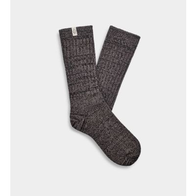 Ugg Grey/Black Women's Rib Knit Slouchy Crew Sock 1014832-GRB