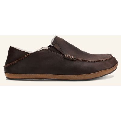 Olukai Dark Wood Moloa Men's Leather Slippers 10252-6363