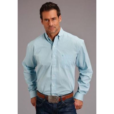 Stetson Blue Deco Geo Print Men's Longsleeve Button Front Shirt 1100105262017BU