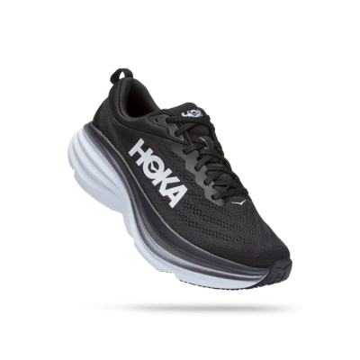 Hoka Black/White Bondi 8 Mens Running Shoes 1123202-BWHT