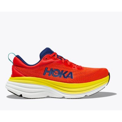 Hoka Red Alert/Flame Bondi 8 Men's Athletic Shoes 1123202-RAFL