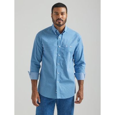 Wrangler Blue Classic Longsleeve Printed Shirt 112324793