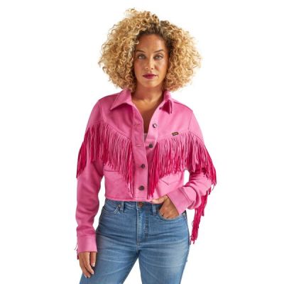 Wrangler Pink Retro Crop Fringe Women's Jacket 112342643