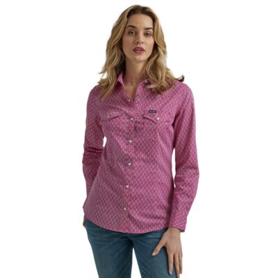 Wrangler Purple Retro Women's Collared Longsleeve Dress Shirt 112345407