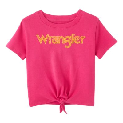 Wrangler Pink Little Girl's (Toddler Sizes) Logo Tie Front Tee Shirt 112346599