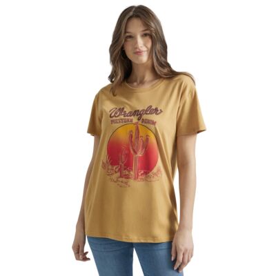 Wrangler Pale Gold Wrangler Western Graphic Women's Boyfriend Tee Shirt 112347503