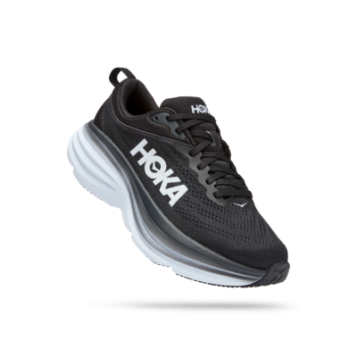 Hoka Black/White Bondi 8 Womens Running Shoes 1127952-BWHT