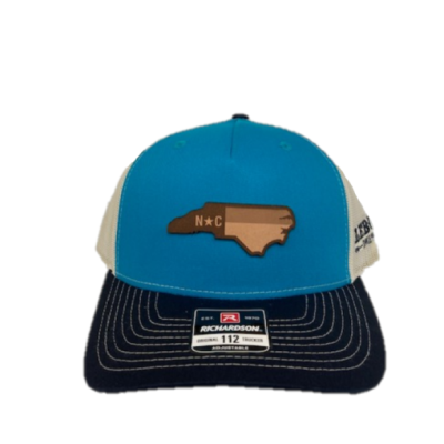 Richardson Teal/Birch/Navy 112 Original Trucker Hat with NC Leather Patch 112FPBLTBINNCHP