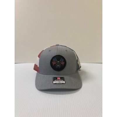 Richardson Grey front with Red/White back Original 112 Trucker Hat 112PM-HGUSA-AR