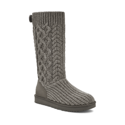 Ugg Grey Classic Cardi Cabled Knit Women's Boots 1146010-GREY