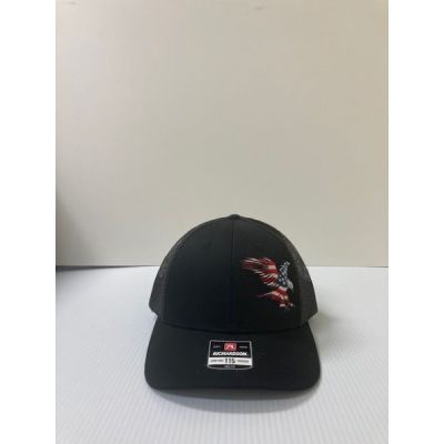 Richardson Black with Red/White/Blue Eagle Patch Low-Pro 115 Trucker Hat 115-B-EAGEMB
