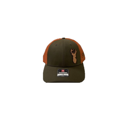 Richardson Loden and Orange Low Pro 115 Trucker Hat with Topo Buck Patch 115-DLJA-BUCK