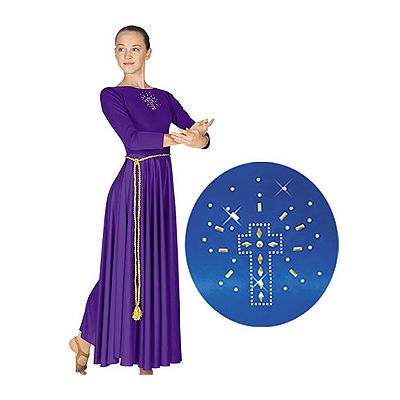 11524 Liturgical Polyester Dress With Cross Applique - Adult Sizes