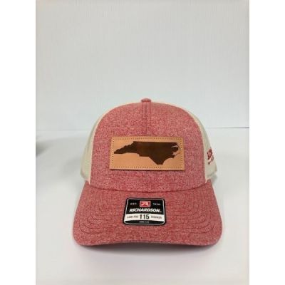 Richardson Heather Red with Cream Mesh Back Trucker Ball Cap with Leather Patch 115CH-REHBI-NC