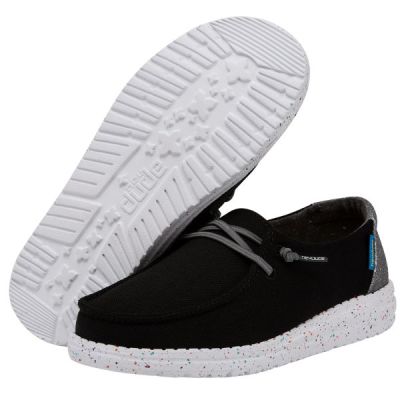 Hey Dude Disco Black with Grey Glitter Wendy Youth Casual Shoes 130124862