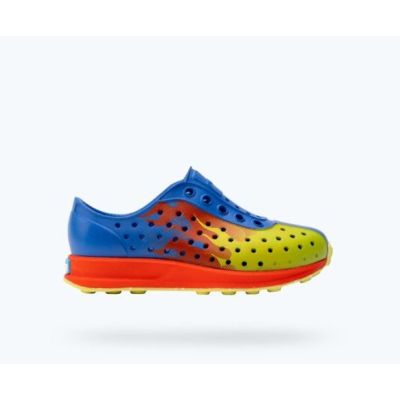 Native UV Blue/FireRed/Chartreuse Flame/Celery Speckle Rubber Youth Robbie Sugarlite Shoes 15110601-4086