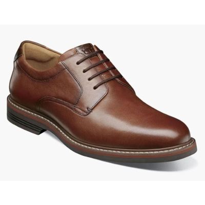 Florsheim Cognac Tumbled Norwalk Plain Toe Oxford Men's Dress Shoes 13369-222