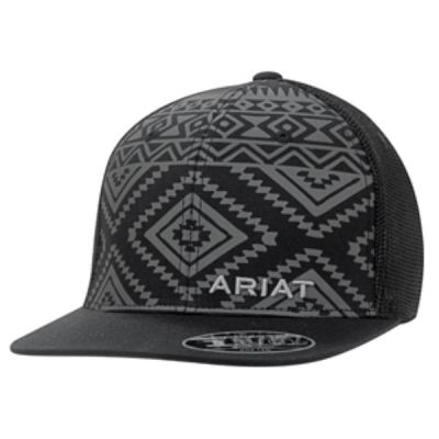 Ariat Black and Grey Aztec Design Mens Ball Cap 1508701