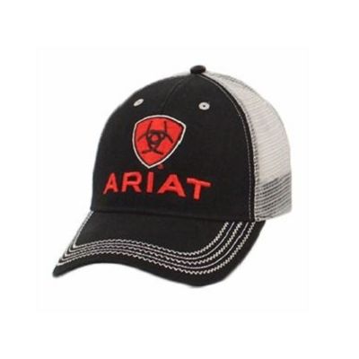 Ariat Black and Red Mens Logo Mesh Ball Cap 1515866