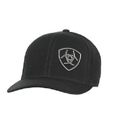 Ariat Black with Grey Mens Logo Mesh Snap Back Cap 1597801