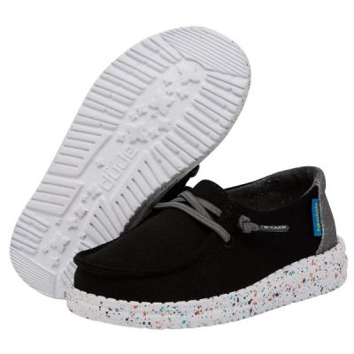 Hey Dude Disco Black with Grey Glitter Wendy Toddler Girl Casual Shoes 160024862