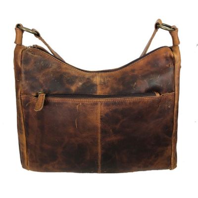 Paul and Taylor Honey Brown Distressed Leather Shoulder Zip Concealed Carry Bag 16163-HN