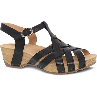 Dansko Black Milled Burnished Tinley Women's Sandals 1713-501600