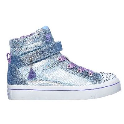 Skechers Light Blue/Silver Girl's Twinkle Toes Twi-Lites-Miss Holla-Glam Shoes 20240N