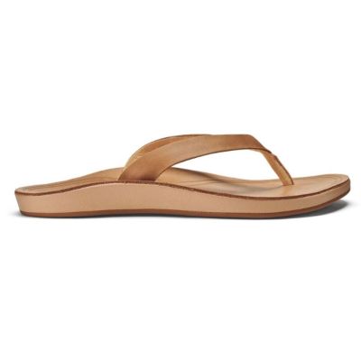 Olukai Nonohe Sahara with Golden Sand Nonohe Womens Leather Sandals 20440-FMGS