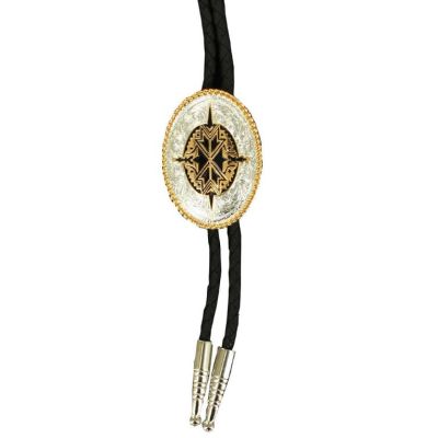 M&F Western Silver & Gold With Aztec Center Oval Bolo Tie 2270235