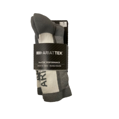 Ariat VentTEK Grey Mid Calf Performance 2 Pair of Socks 2351-050