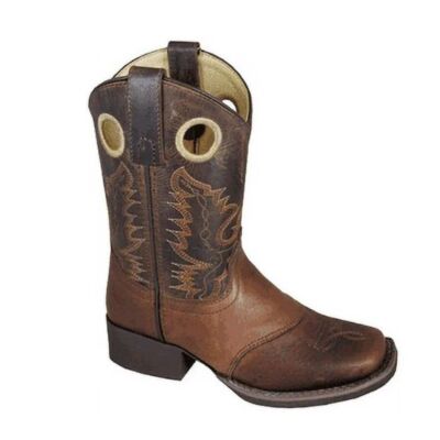 Smoky Mountain Brown Embossed Luke Round Toe Wide Square Toe Youth Size Boots (Sizes 3.5-7) 2481Y-SM