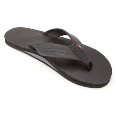 Black Leather Single Layer With Arch Support Rainbow Ladies Sandals