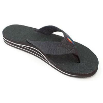 Black Hemp Wide Strap Double Layer Arch Support Rainbow Womens Sandals