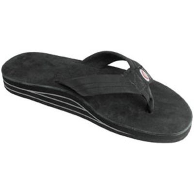 302ALTSO-PBLK-L Black Double Layer Wide Strap Ladies Rainbow Sandals