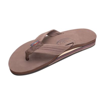 Rainbow Double Layer Espresso Leather Mens Sandals 302ALTSO-EXPR-M