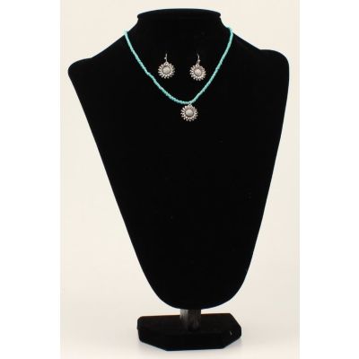 Blazin Roxx Turquoise Sunflower Necklace and Earrings Set 3052133