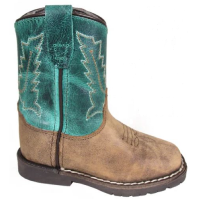 Smoky Mountain Brown Distressed/Turquoise Autry Toddler Boots 3056T