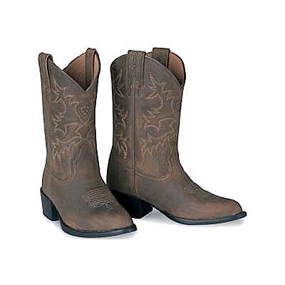 Ariat R-Toe  Distressed Brown Leather Kids Western Boots  31824