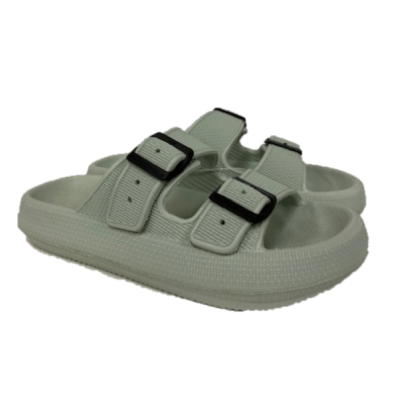 Surf7 Green Double Buckle Womens Slides 344W2GRN